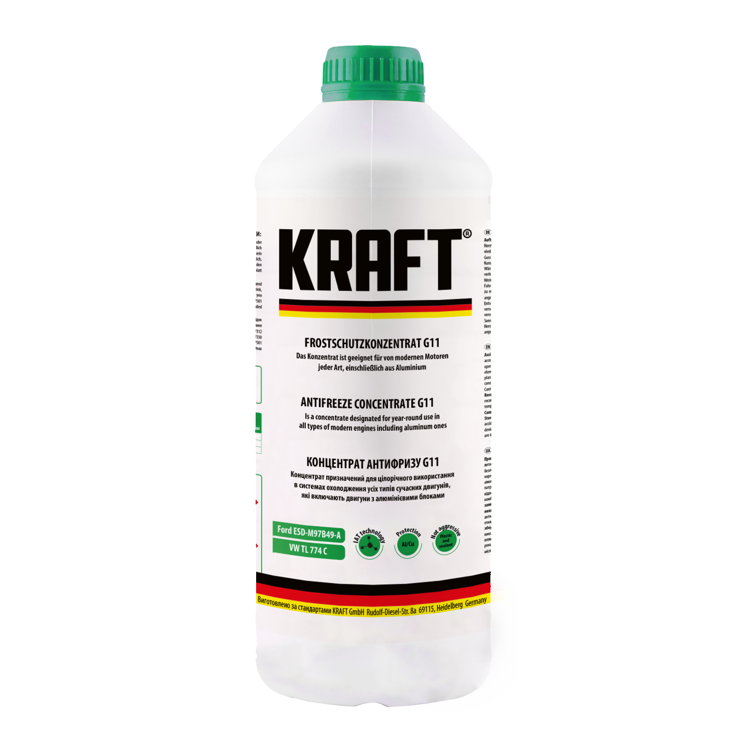 Антифриз концентрат KRAFT G11 зелений 1,5 л